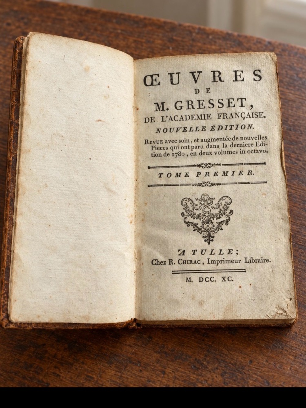 Vintage Leather Brown 1790 Oeuvres de M. Gresset